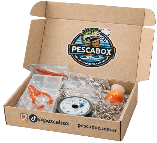 Pescabox abierta con más de 130 piezas organizadas